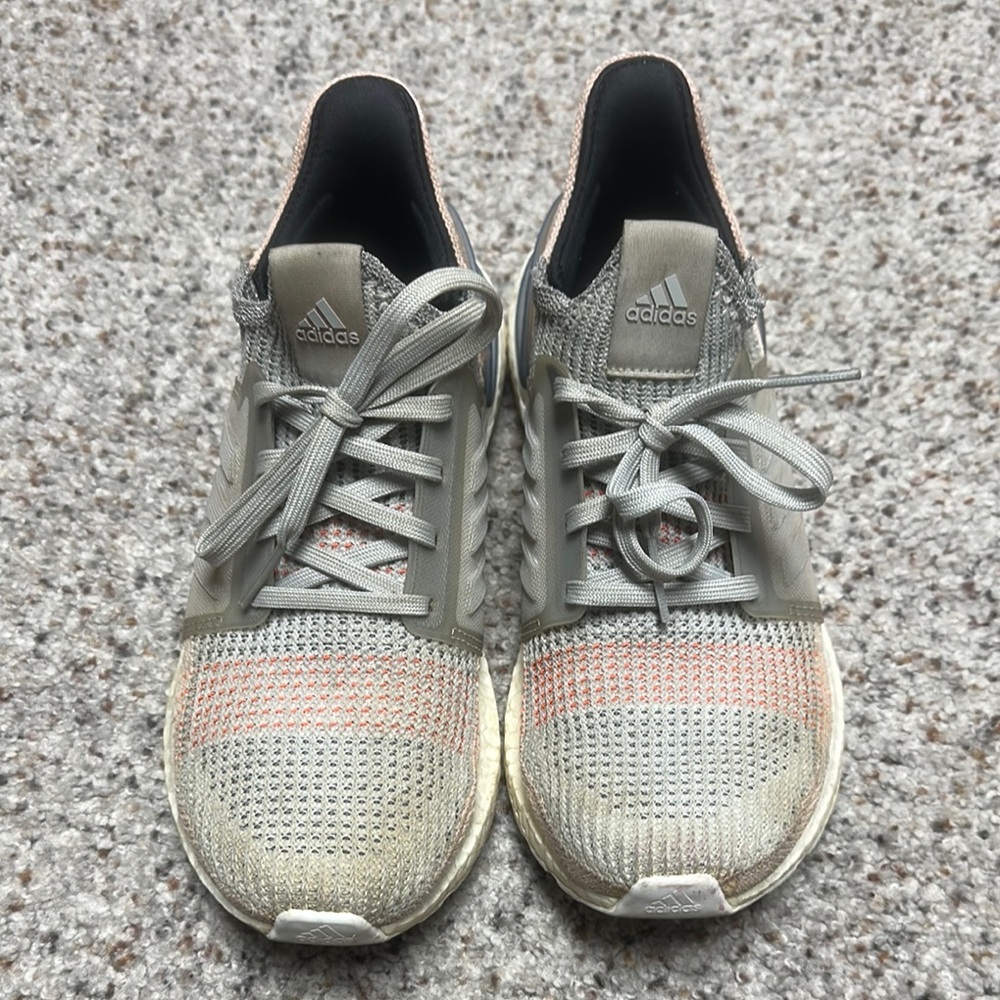 Adidas Gray and Coral Running Shoes